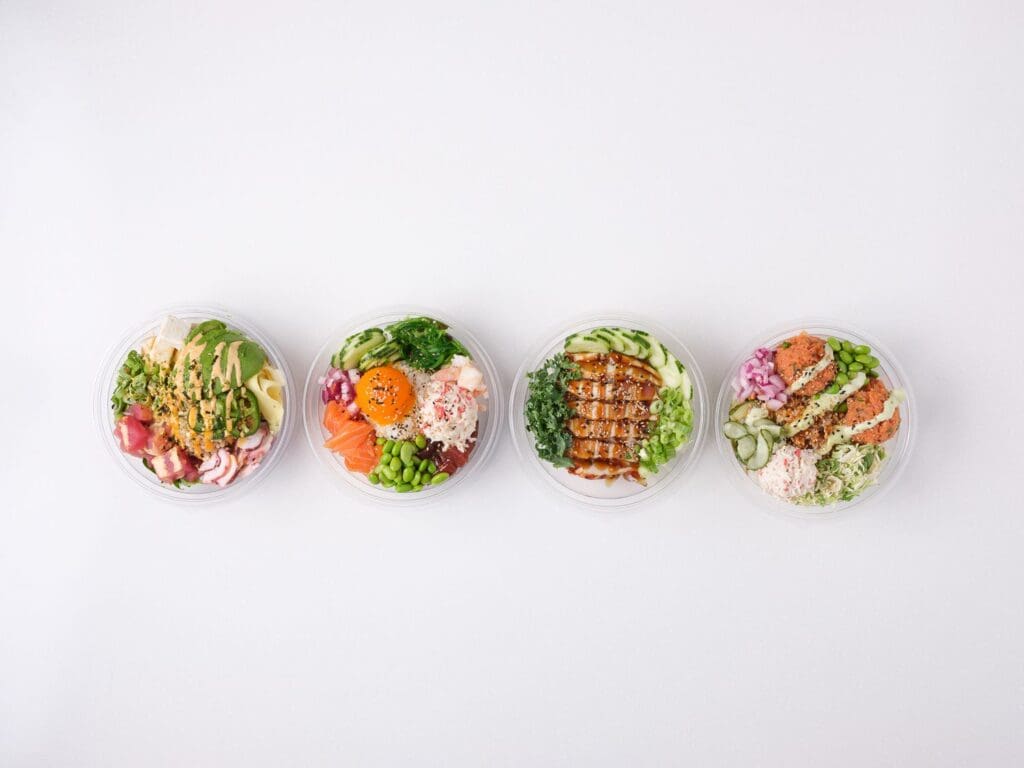 four bowls in a row