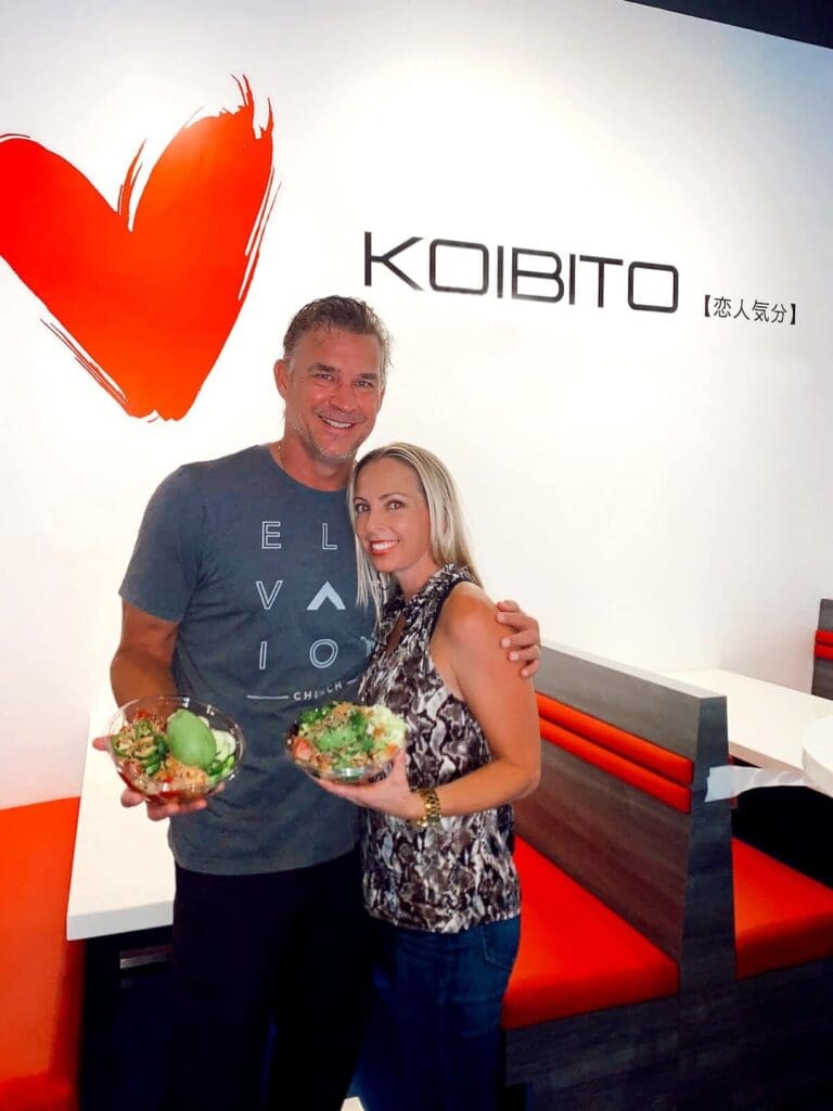 Todd and Erica Stottlemyre with poke bowls